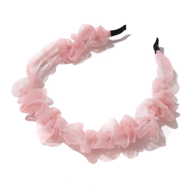 

1 Piece Pure Color Sweet Chiffon Tulle Hairbands Women Girls Temperament French Chic Hair Hoop Ornaments Accessories