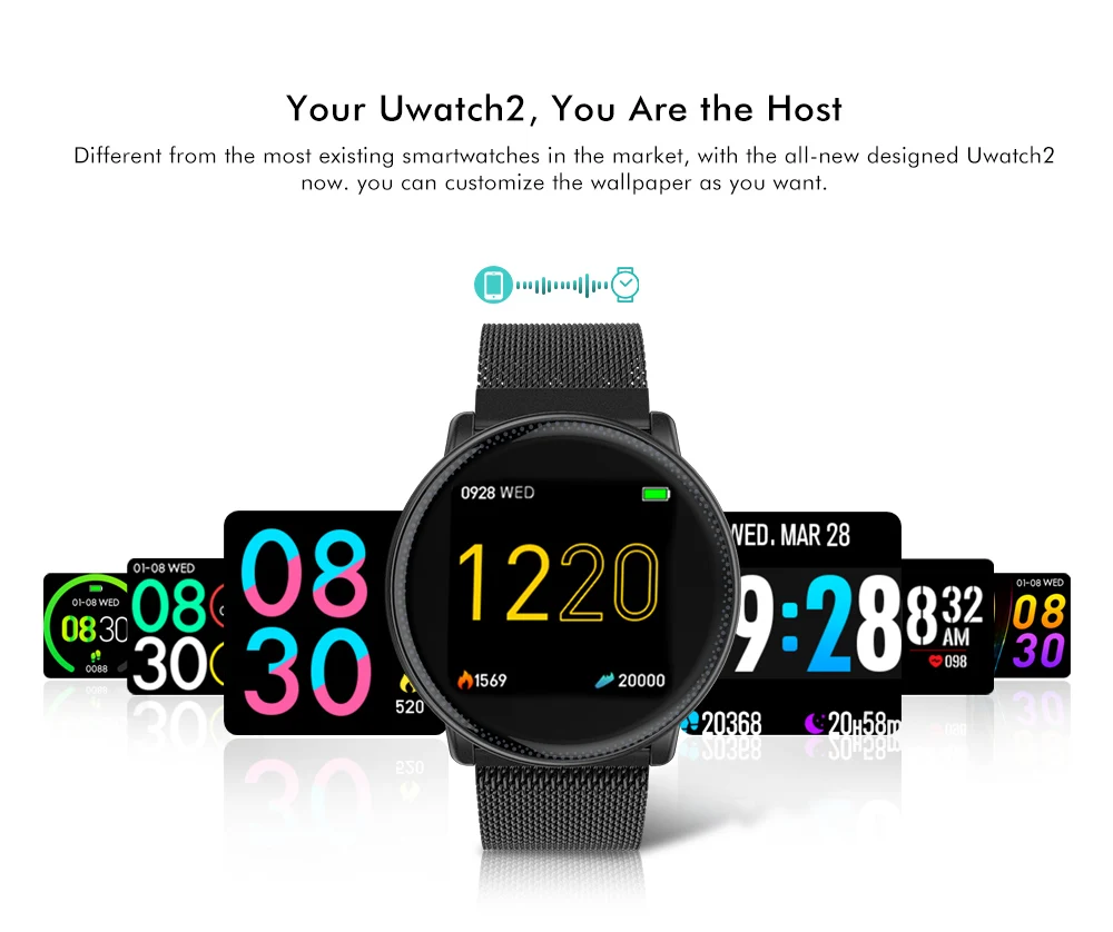 UMIDIGI Uwatch2 Smart Watch For Andriod,IOS 1.33' Full Touch Screen IP67 25 days Standby 7 Sport Modes Full Metal Unibody reloj
