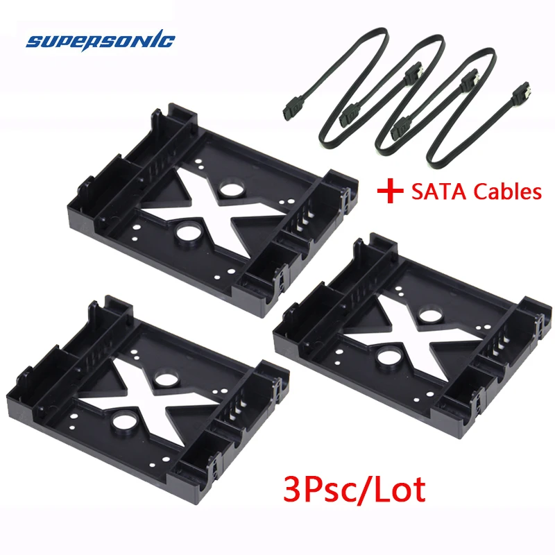 

2.5" to 3.5" SSD HDD Hard Drive Holder Mount Bracket Converter Adapter with SATA Cable 3Pcs/Lot 5.25 Optical Drive Position