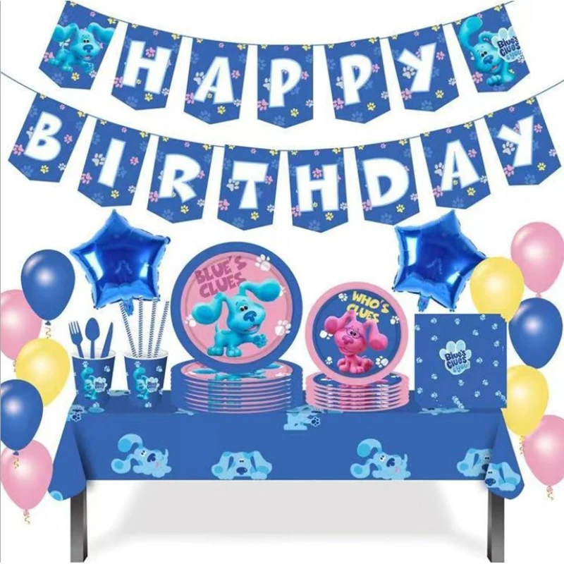 

Blue Dalmatian Disposable Tableware Paper Plate Cup Child Birthday Party Wedding Supplies Decor for Table Baby Shower Balloon