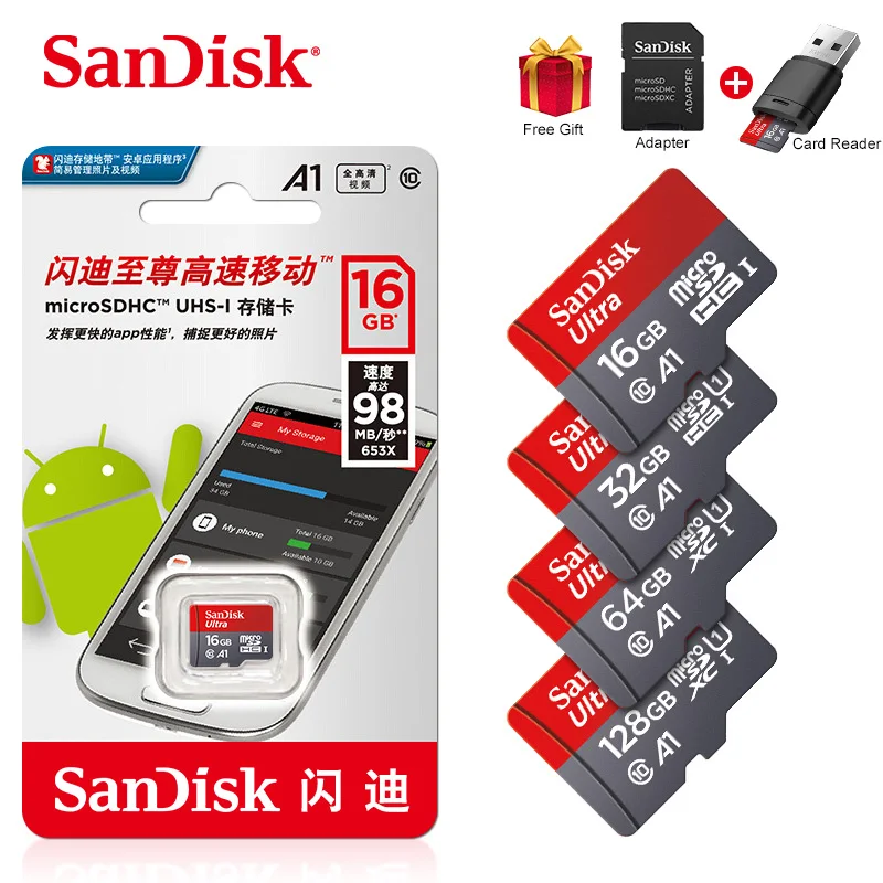 

Sandisk Ultra Micro SD 64GB 128GB 256GB 400GB 16G 32GB Micro SD Card SD/TF Flash Card Memory Card 32 64 128 gb microSD for Phone