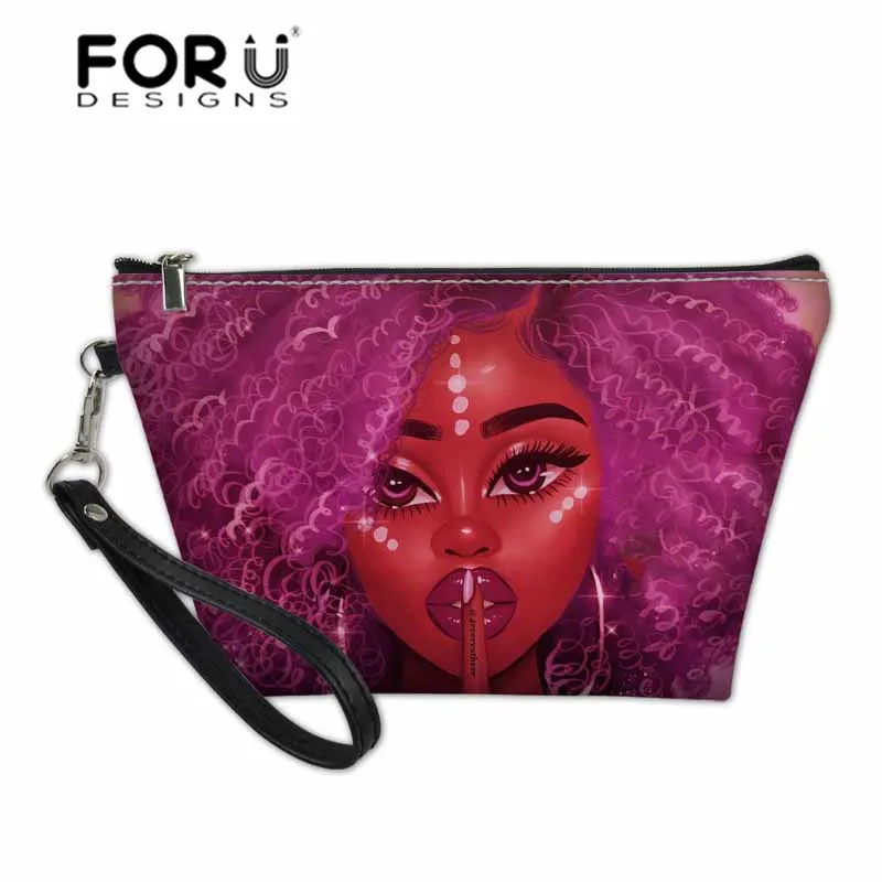 FORUDESIGNS Funtion Make Up Сумки женские черные художественные африканские Девушки Печать косметички женский макияж сумка женские косметические сумки - Цвет: YQ4554Z8