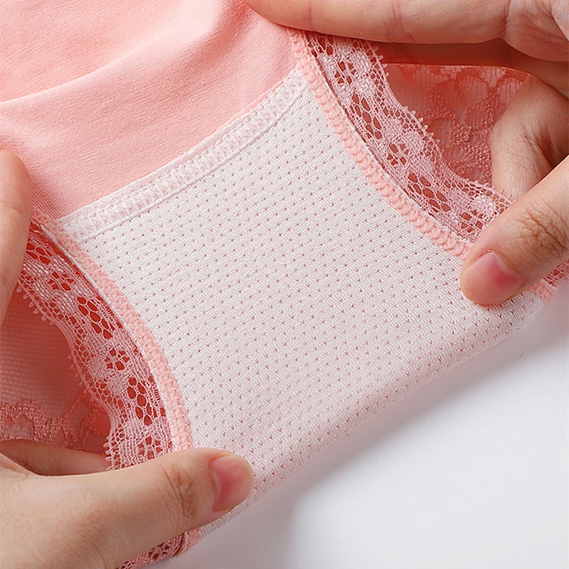 

SANDL Women's Sexy Underwear Panties High-Waist Cotton Crotch Briefs Female High Fit Lace Lingerie Breathable Underpants New