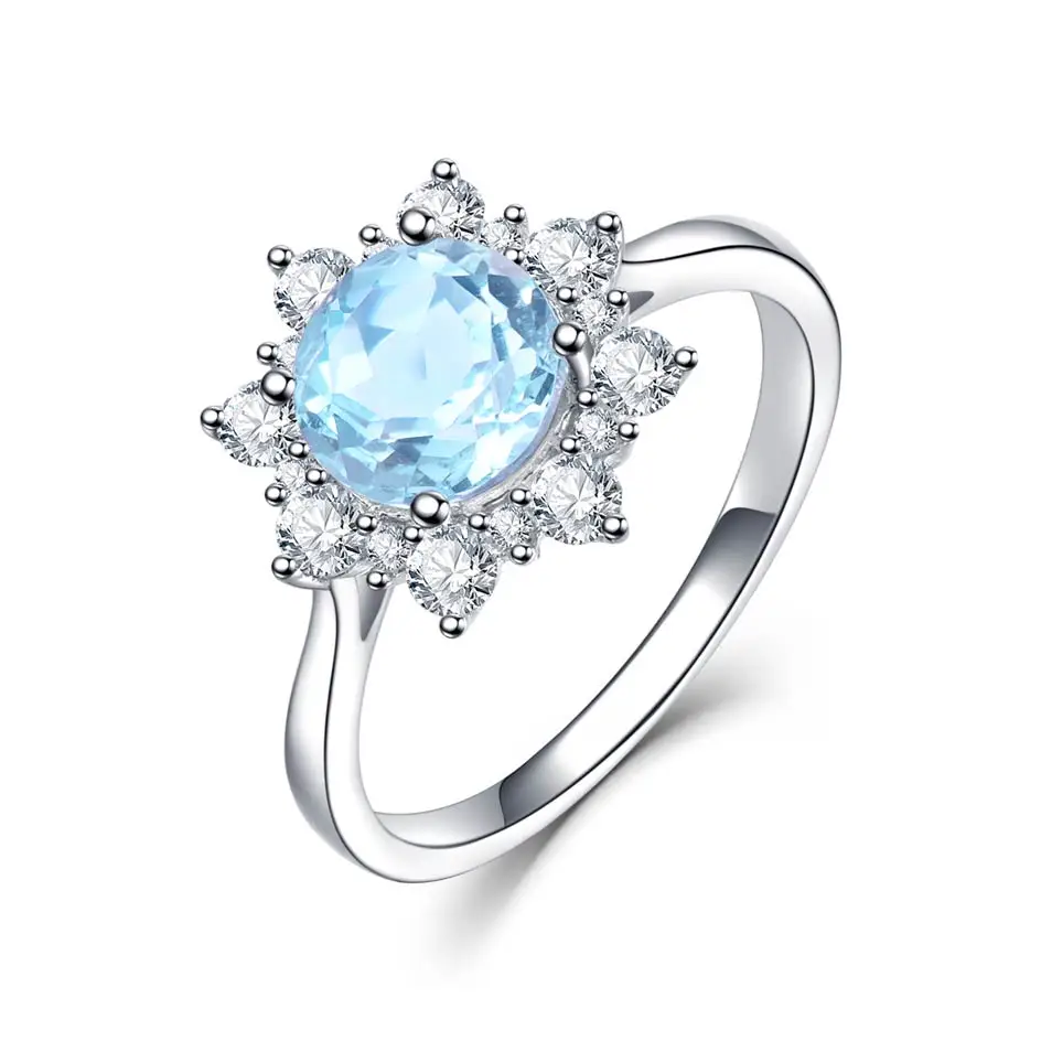 Aquamarine Куололит зултанит драгоценный камень кольцо для женщин Твердые 925 пробы серебро создан цвет изменить снег размер 10 кольцо подарки ювелирные украшения - Цвет камня: Aquamarine
