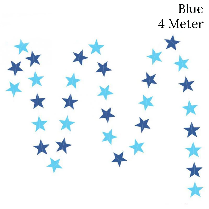 star garlands WEIGAO First Birthday Photo Clips Banner Garlands One Year Old Blue 1 Number Balloons Baby Shower Boy Birthday Decor Supplies - Цвет: star garlands