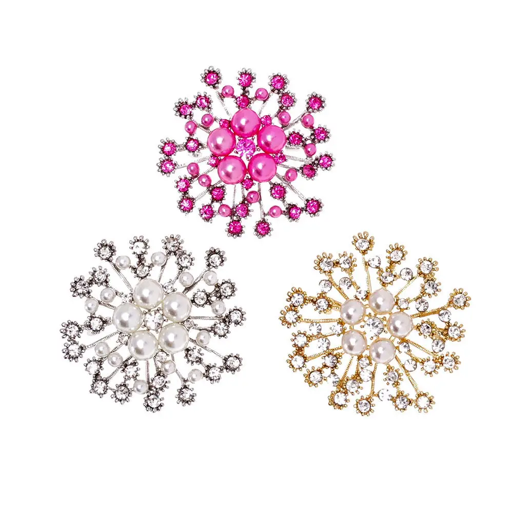 2021 Новая мода имитация под жемчужина Стразы Хрусталь цветок броши для женщин