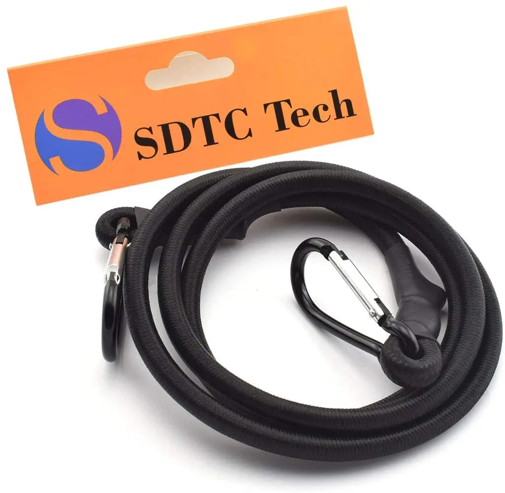 

18/36 Inch Bungee Cord with Carabiner Hook | 4 Pack Superior Latex Heavy Duty Straps Strong Elastic Rope Locks Luggage Ropes