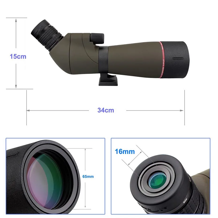 SVBONY SV13 Зрительная труба 20-60x65 зум телескоп BK7 серебро+ MC Призма и полностью многослойный объектив объектива водонепроницаемый F9314AA для охоты, стрельбы, стрельбы из лука, наблюдения за птицами