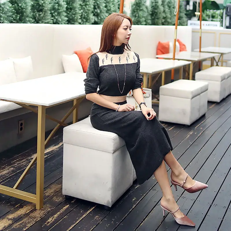 

Elegant Spring Vestidos Korean Style Sexy Slim Knitted dress turtleneck knit dress Casual Female Office Dresses