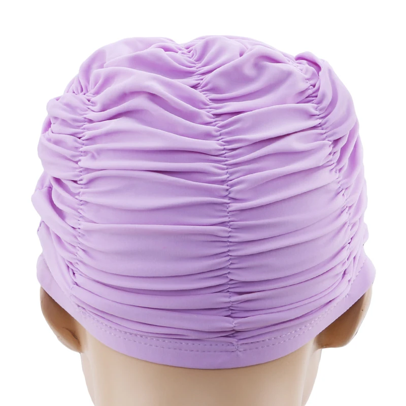 

Cute Solid Girls Bathing Cap Waterproof Hearing Protection Bathing Cap Long Hair Baby Girls Swimming Pool Caps Hat Kids swimwear