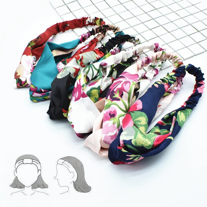 

Bohemian Hair Accessories for Women Print Headbands Vintage Cross Turban Bandage Bandanas HairBands Hair Tie Hair Jewelry