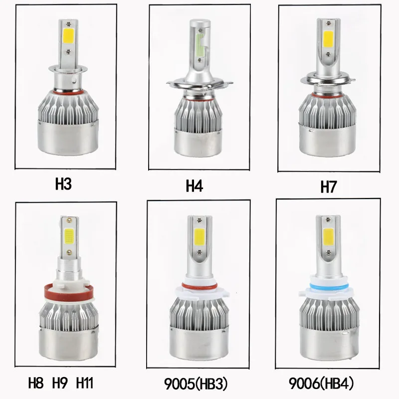 

FUXUAN 2PCS Car H7 Led Headlight Bulbs Lamp H4 H9 H11 H8 HB4 H1 H3 HB3 Auto Car High Low Beam 6500K 12V Head Light Visture C6