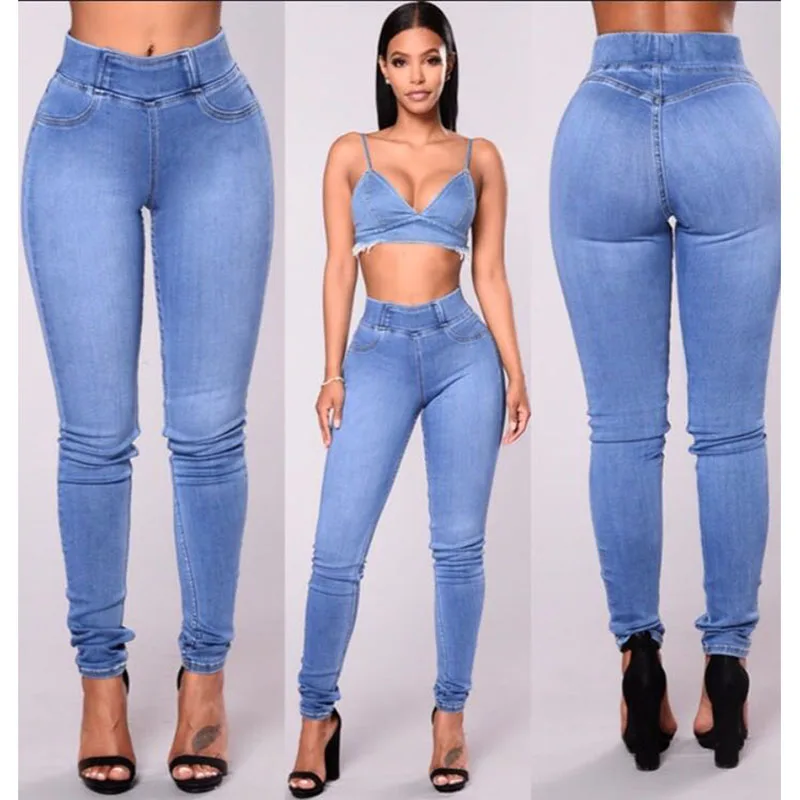 

High Waist Jeans For Women Slim Stretch Denim Jean Bodycon Tassel Belt Bandage Skinny Push Up Jeans woman high waist