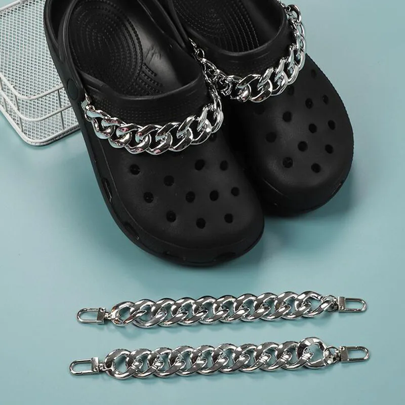 

1PCS High Quality Metal Shoes Chain Charms Light Gold Silver Accessories Sugar Bling Pendant Buckle Designer Decoration