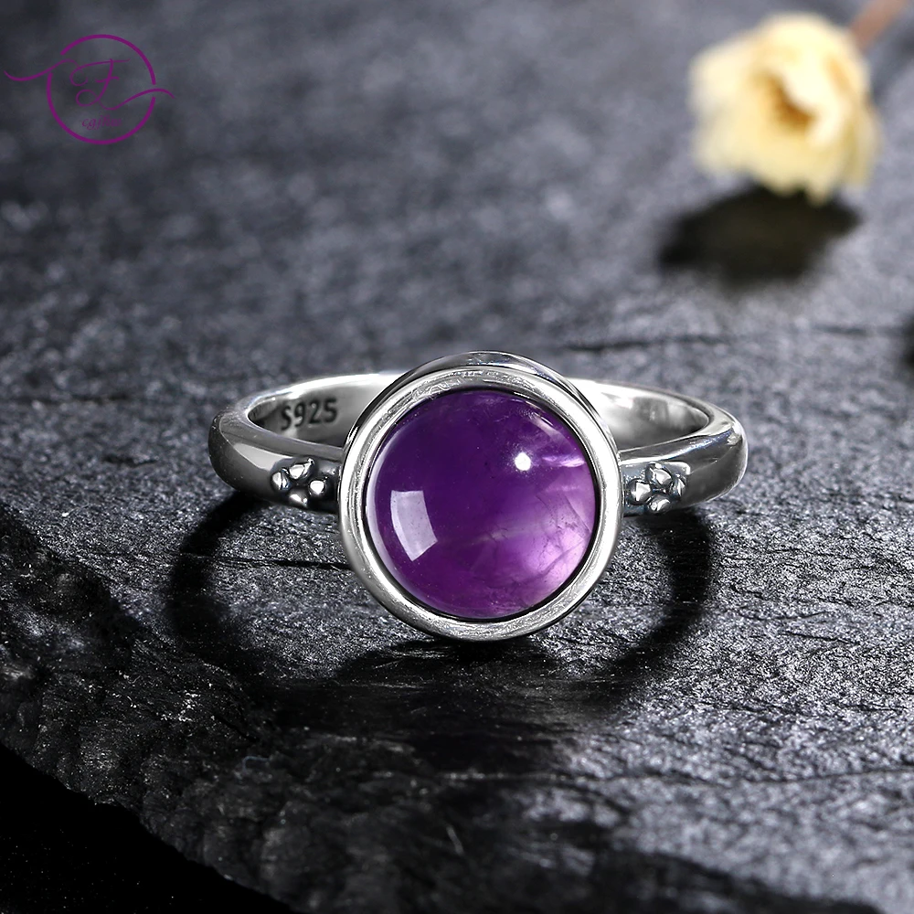 

925 Silver Amethyst Ring Jewelry for Women Anniversary Engagement Wedding Gifts Elegant Simple Amethyst Rings