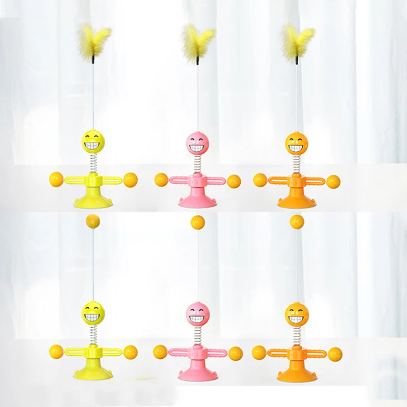 

Cat Toy Pet toys Smiley ball feather Bottom Sucker Elastic Cat Toy Pet Supplies Pet Dog Kitten Interactive Training Toy 2020 New