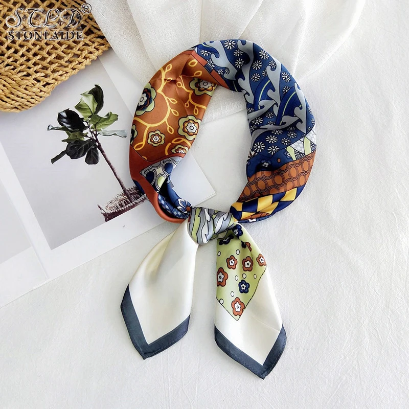 Женская шёлковая бандана в горошек с принтом клетку 70 Х70 см|fashion scarf|scarf fashionfashion