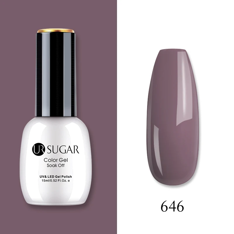 Ur Sugar, 15 мл, Цветной Гель-лак, гибридный лак для ногтей, для маникюра, УФ-светодиодный Полупостоянный гель для ногтей, впитывающий Гель-лак, базовое верхнее покрытие - Цвет: 646