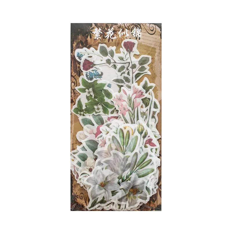 

60Pcs/set Vintage Flower Series Decorative cute Stationery PVC Stickers Scrapbooking DIY Diary Album fruit cake Stick Lable gift