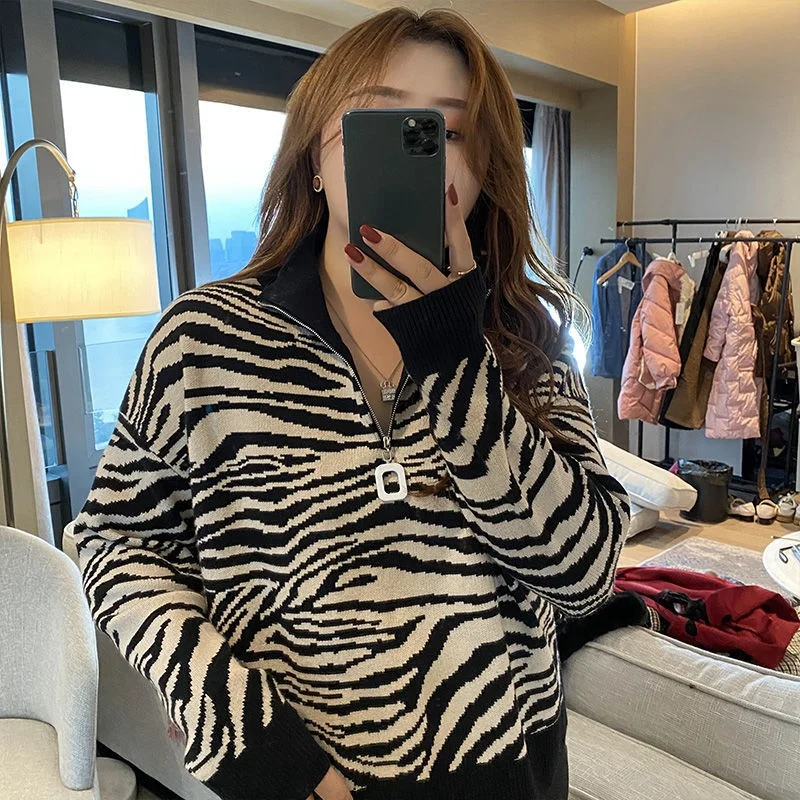 Корейская водолазка Korobov пуловер на молнии свитеры уличная одежда женский свитер