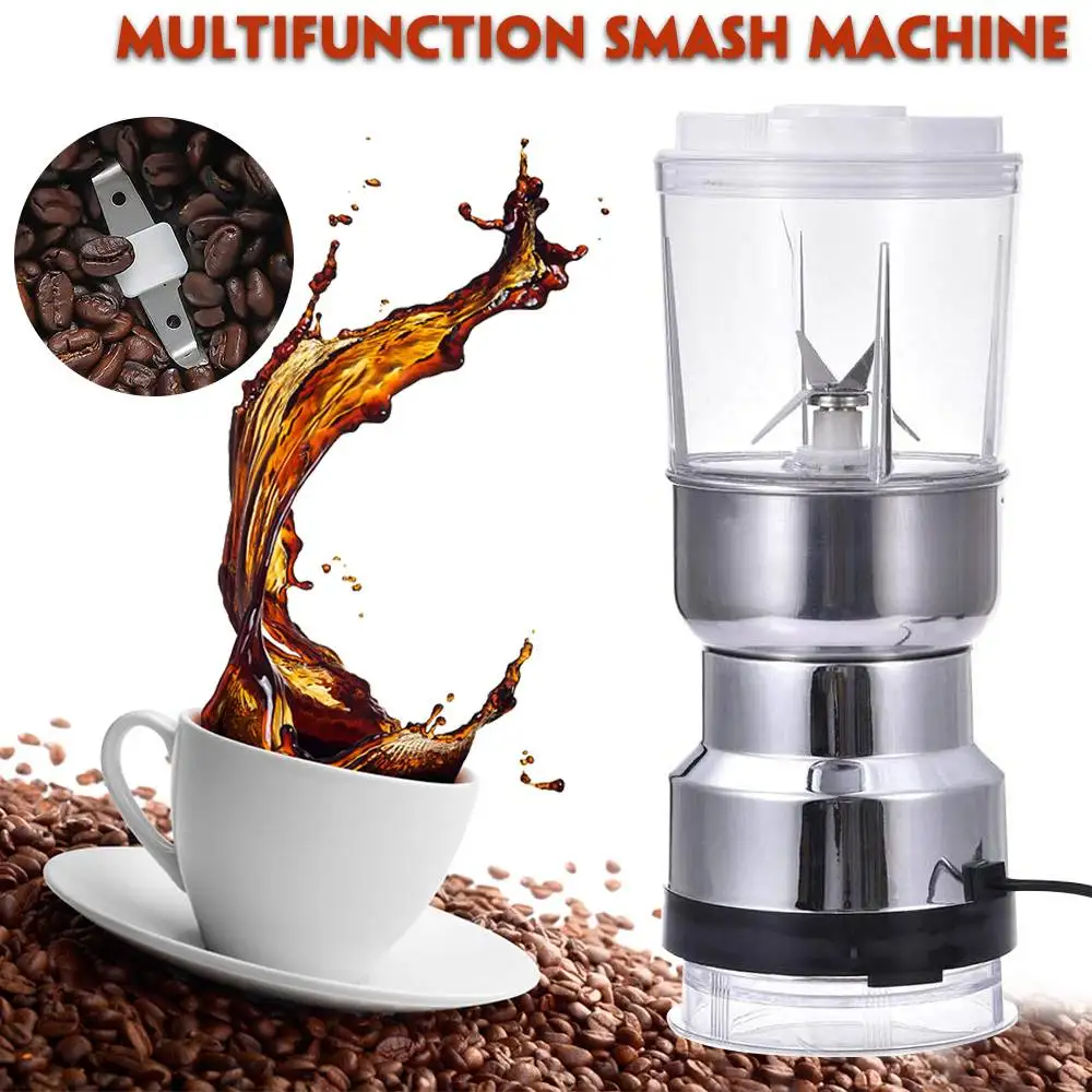 

2-In-1 Electric Coffee Grinder Kitchen Cereals Nuts Beans Spices Grains Grinder Machine Multifunctional Portable Blender Juicer