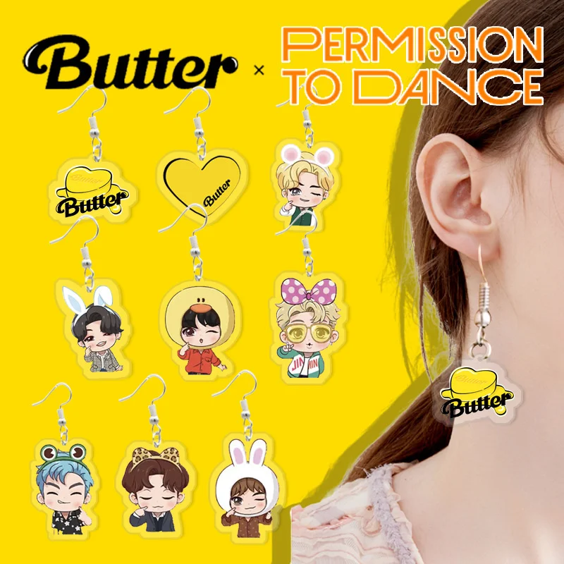 

New Album Butter Earrings Kpop Bangtan Boys Supplies Baby Cartoon Earrings