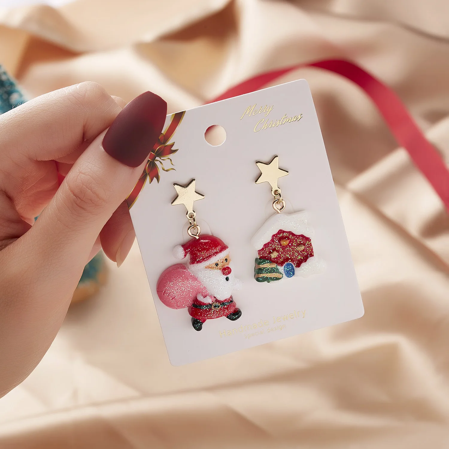 

Colorful Cartoon Santa Claus Christmas Tree Snowman Drop Earring For Women Fashion Christmas Earring Girls New Year Jewelry Gift