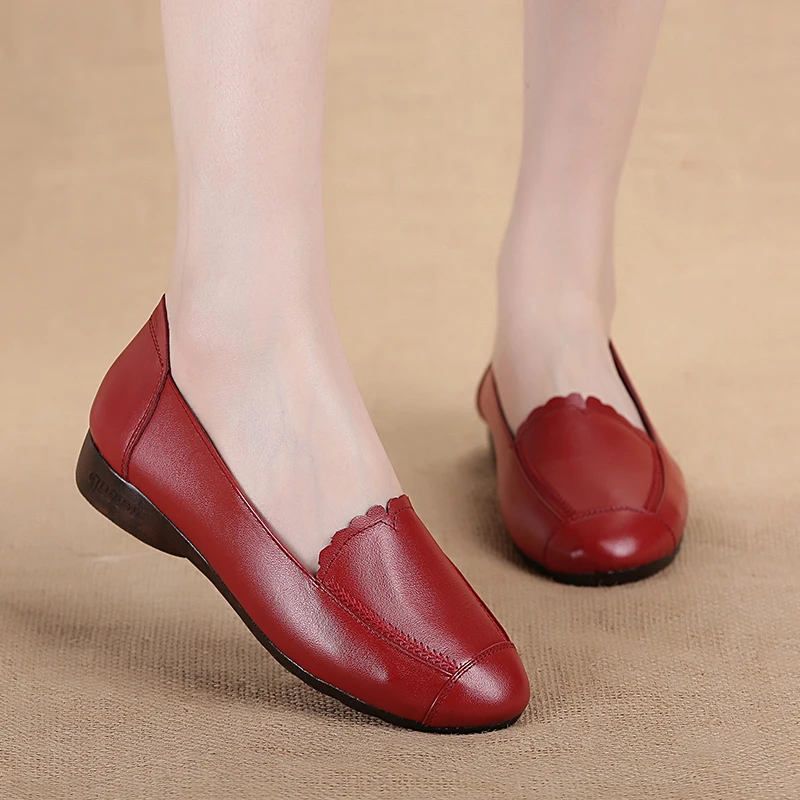 

Tilocow классическая женская обувь, женская обувь из натуральной кожи неглубокие повседневные туфли Женская обувь без застежек однотонные муж...