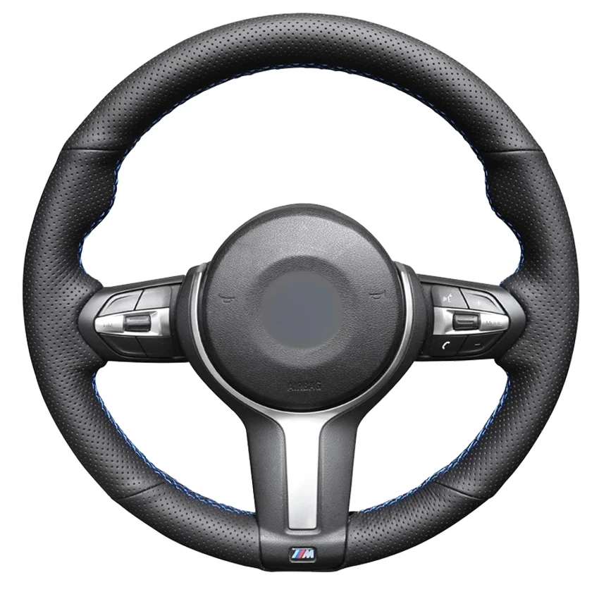 

Black Genuine Leather Hand-Stitched Car Steering Wheel Cover For BMW M2 F87 M3 F80 M4 F82 F83 M5 F10 M6 F06 F12 F13 X5 M F85 X6