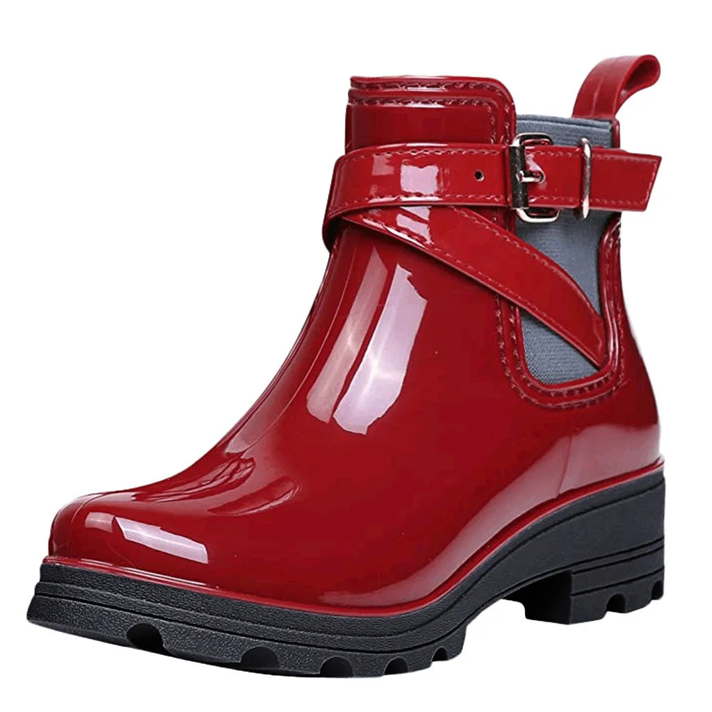 SAGACE/женские резиновые непромокаемые ботильоны Черные повседневные зимние