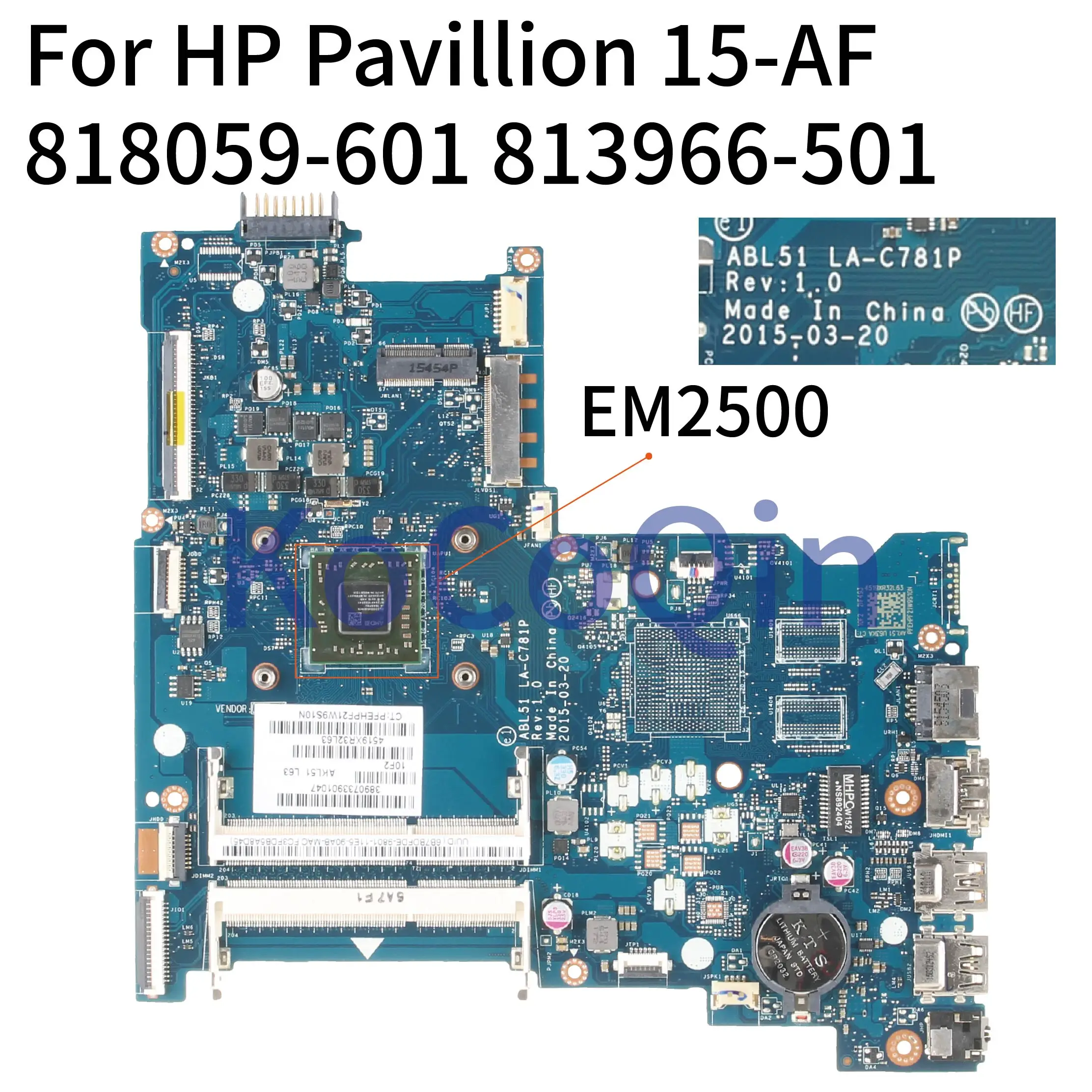 Материнская плата для ноутбука HP Pavilion 255 G4 15-AF 15-AC материнская ABL51 LA-C781P 818059-601 813966-501
