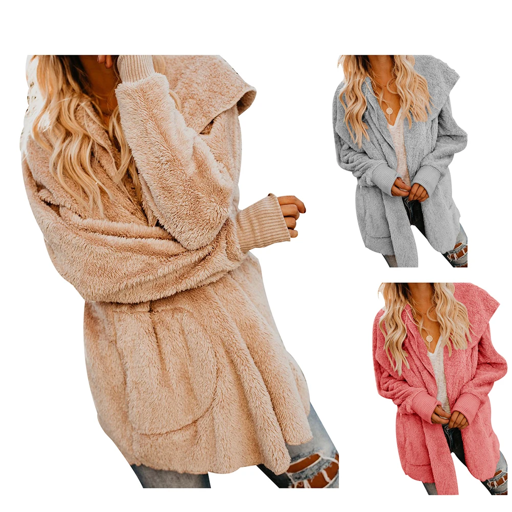 Зимняя и осенняя женская теплая плюшевая стеганая куртка с карманами v-образным