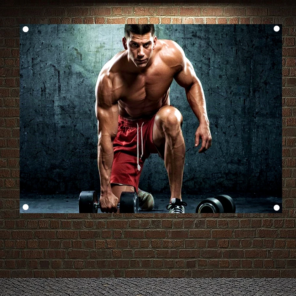 

Sexy fitness male god Motivational Workout Posters Exercise Bodybuilding Banners Wall Art Flags Canvas Painting Gym Wall Decor