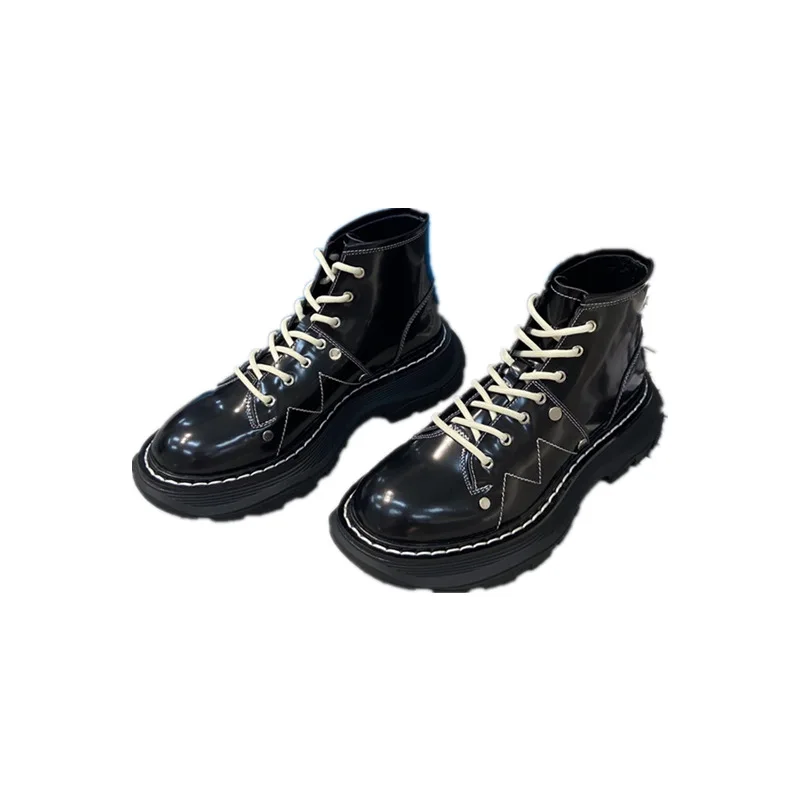 

2021 New Style Knight Boots Lace-up Platform Martin boots Luxury Brand Fashion Ladies Shoes Student Capatos De Mujer Increase