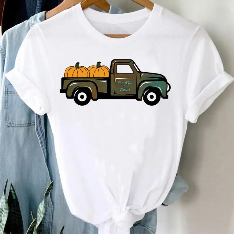 

Women Pumpkin Casual Fashion Fall Halloween Thanksgiving Graphic Clothes Tshirt Top Print T Female Short Sleeve Tee T-Shirt