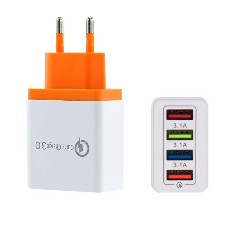 Быстрое зарядное устройство QC 3 0 USB универсальное 4 порта ЕС США штекер Адаптер