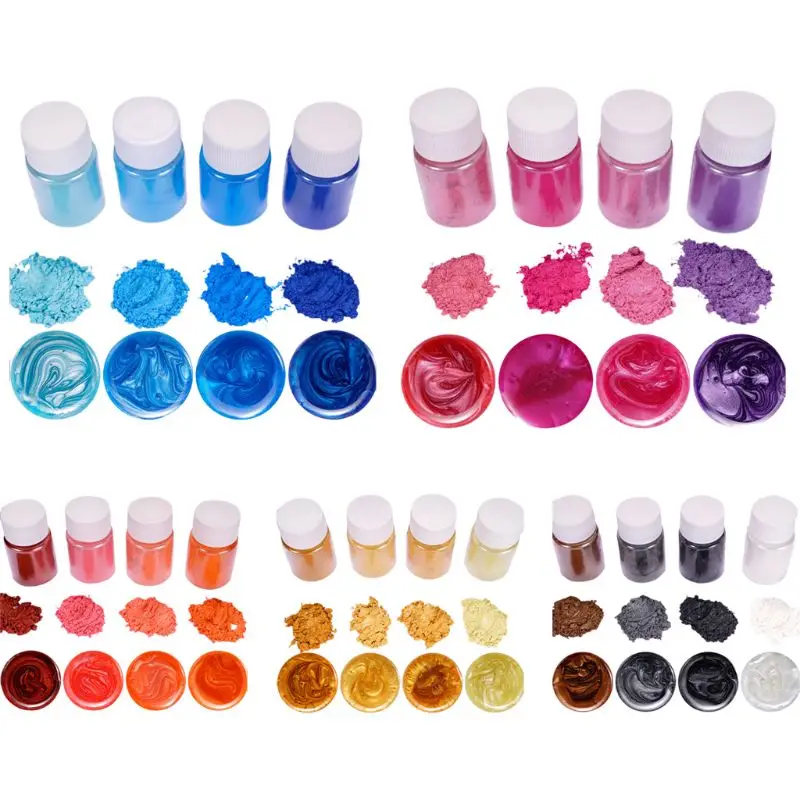 

bargain 4 Pcs/set Mixed Color Resin Jewelry DIY Making Craft Glowing Powder Luminous Pigment Set Crystal Epoxy Material