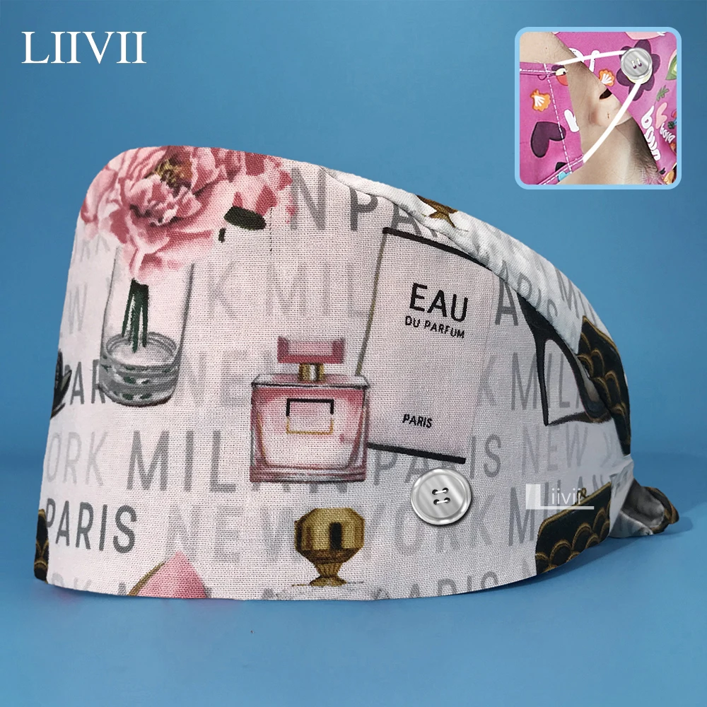 

Spa матовое шляпа индивидуальные принты с ажурной кромкой на Шапки Регулируемый лаборатории шляпа Салон красоты работы на каждый день кепки ...