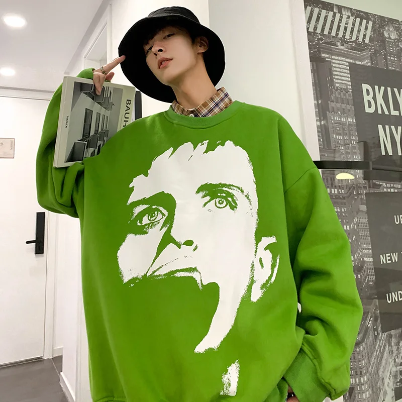 Мужские флисовые свитшоты в стиле Харадзюку мужские рубашки с принтом лица и