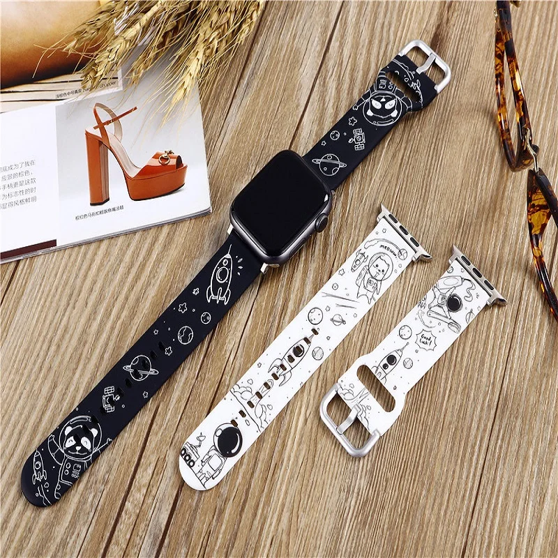 

Space Astronaut Strap Accessories for Apple Watch 38 40 42 44 mm Suitable for iWatch Series 4 3 5 SE 6 Smart Watch Wristband