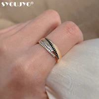 syoujyo modern black white fashion rings for women natural zircon luxury 585 rose gold exotic goth rings fine jewelry gift
