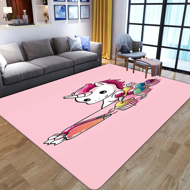 Мультяшный аниме Единорог 3D принт ковры для гостиной спальни украшение большой