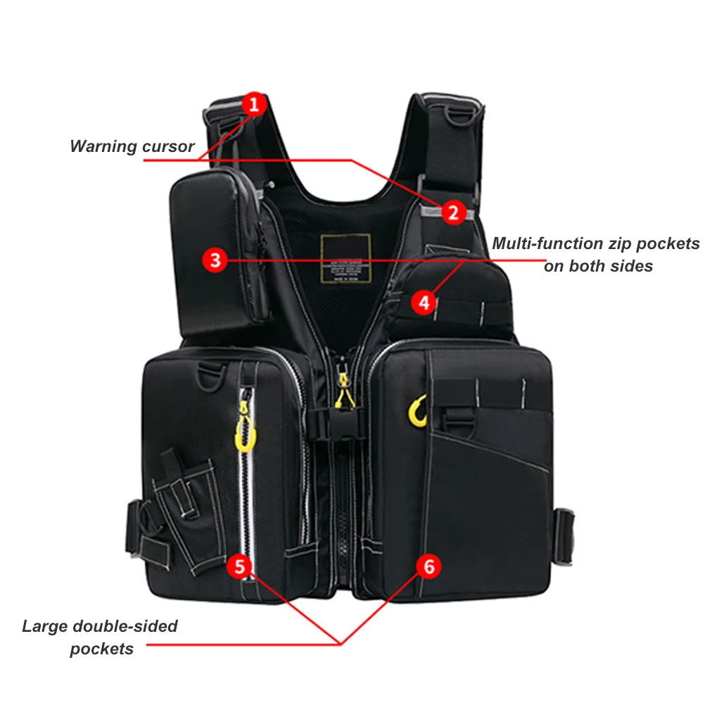 

Unisex Reflective Fishing Life Jacket Vest Multi-Function Multi Pocket Outdoors High Buoyancy Fishing Vest Outdoors High #35