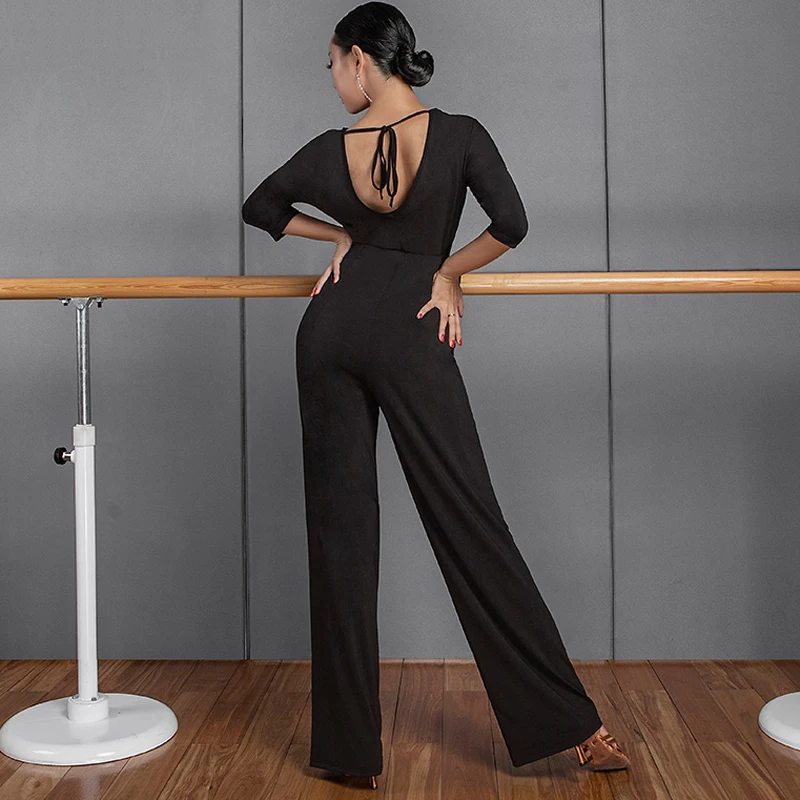 

Latin Dance Dress Women Black Sexy Halter Jumpsuit Tango Salsa Cha Cha Samba Rumba Dancing Practice Performance Wear DNV13761