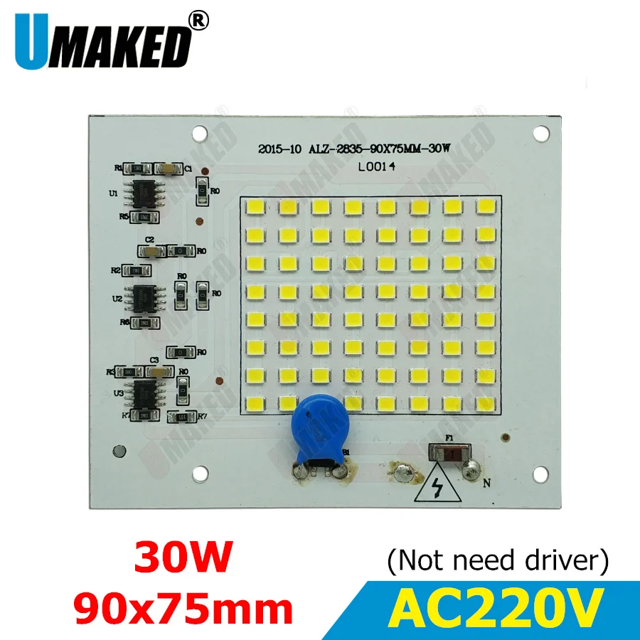 

Real watt 30W 90x75mm AC 220V PCB smd integrated IC driver, PCB No need driver,driverless PCB board direct to ac 220v