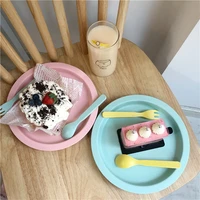 nordic macarons color tableware disc picnic plate fruit plate snack plate candy color plate dishes