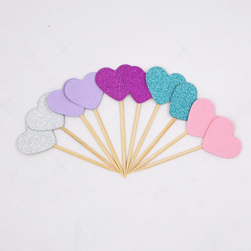10 шт. Любовь Сердце ПУ или Блестящий золотистый Серебристый Розовый Синий кекс