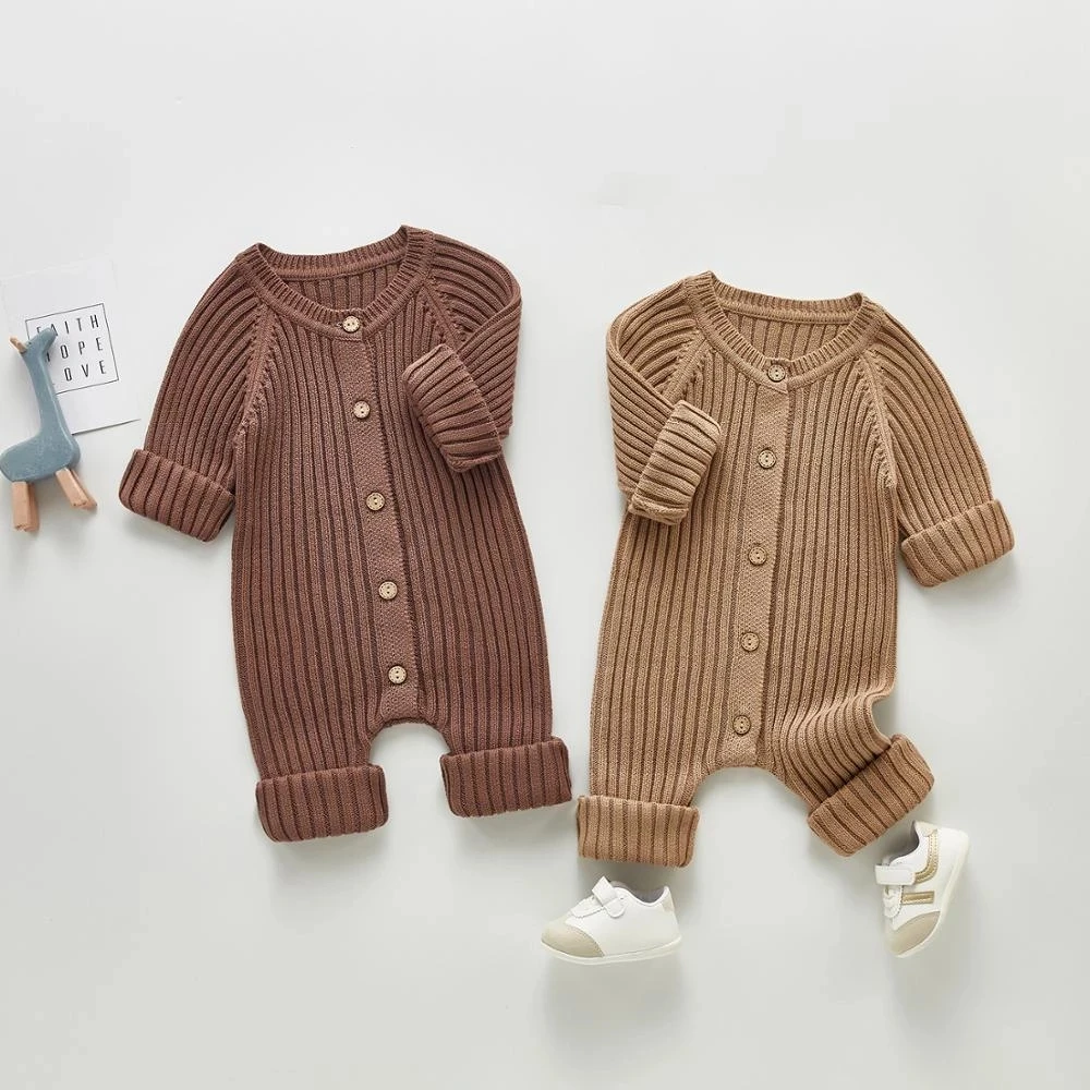 

2022 Baby Clothing Brief Style Toddler Boys Jumpsuits Infant Girls Knitwear Single Breast Baby Outerwear
