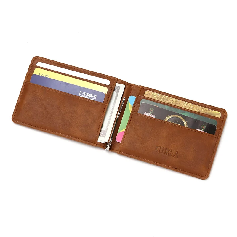 CUIKCA Unisex RFID Slim Leather Wallet with Metal Money Clip - Business ID Credit Card Cases for Men and Women - Travel Wallet image 3
