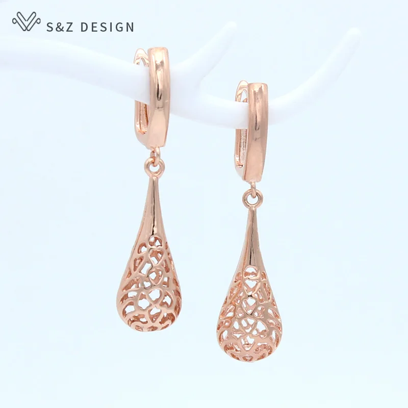 Женский винтажный Ювелирный Комплект S &amp Z серьги-подвески из розового золота 585